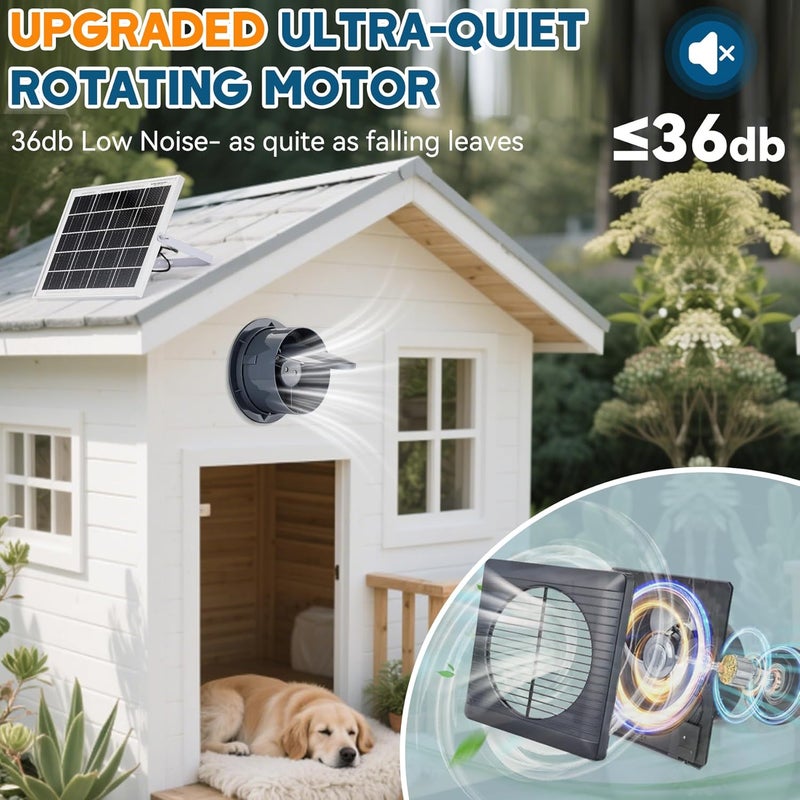 Prozilon Solar Powered Exhaust Fan, 25W Solar Panel+8" High Speed Solar Powered Fans, Solar Exhaust Intake Fan Kit with Bracket, Anti-backflow Valve, Power Adapter, Vent Fan for Shed, Greenhouse, Attic - Image 5